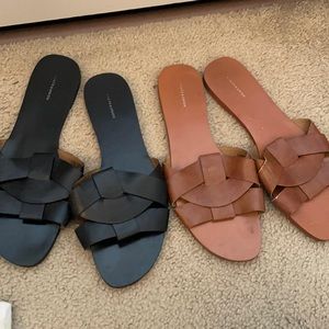 Size 11 faux leather trendy sandals purchased at Nordstrom’s - in brwn and blck!